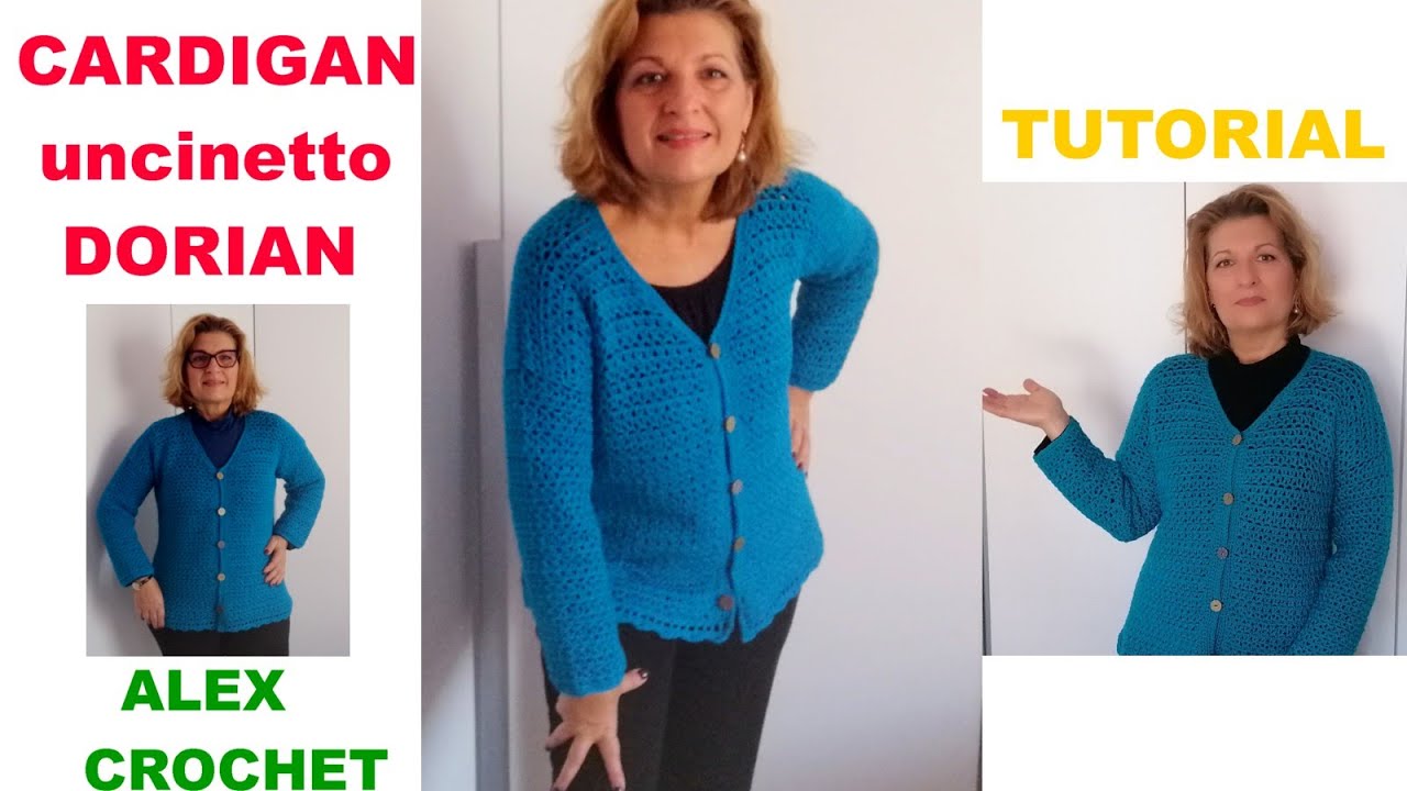 CARDIGAN uncinetto DORIAN tutorial facile principianti Alex Crochet tutte le taglie!