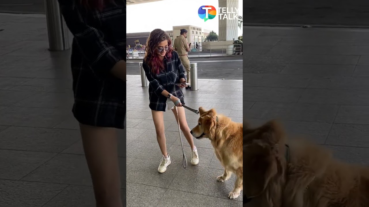 Tina Datta SNAPPED with her pet at the airport #shorts #tinadatta