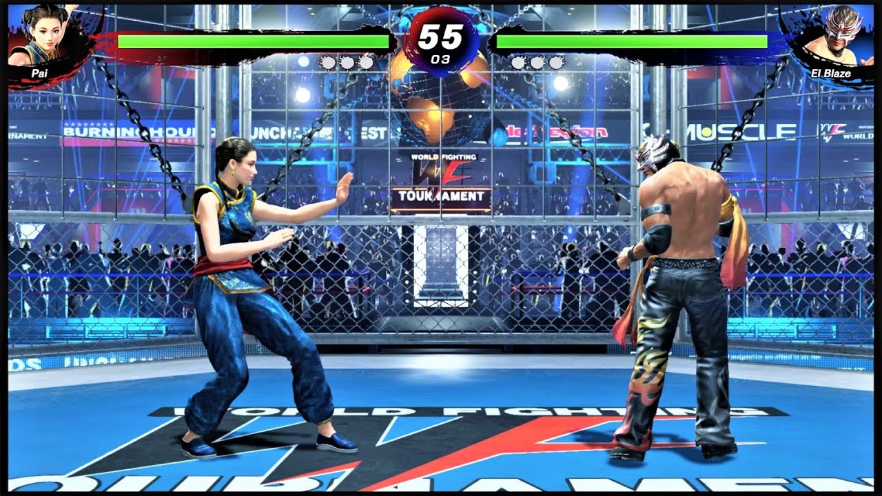 Kung Fu Sister Pai Chan vs Mexican Wrestler El Blaze (Hardest AI) - Virtua Fighter 5
