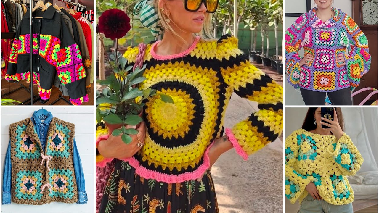 Very beautiful crochet 🧶 multicoloured sweater designs ideas