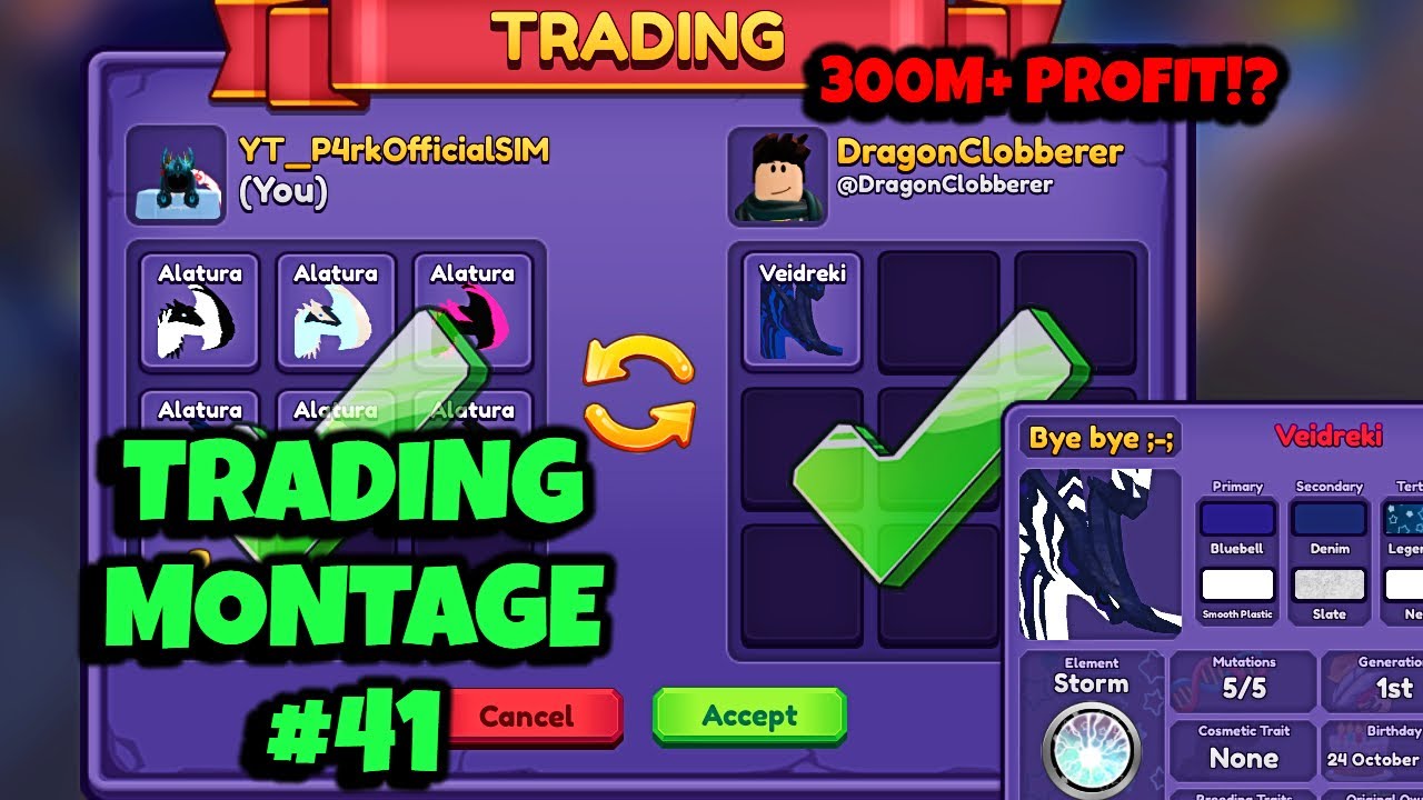Trading Montage #41 | 🐉VEIDREKI + 300 Million PROFIT!🔥 | Dragon Adventures | Roblox