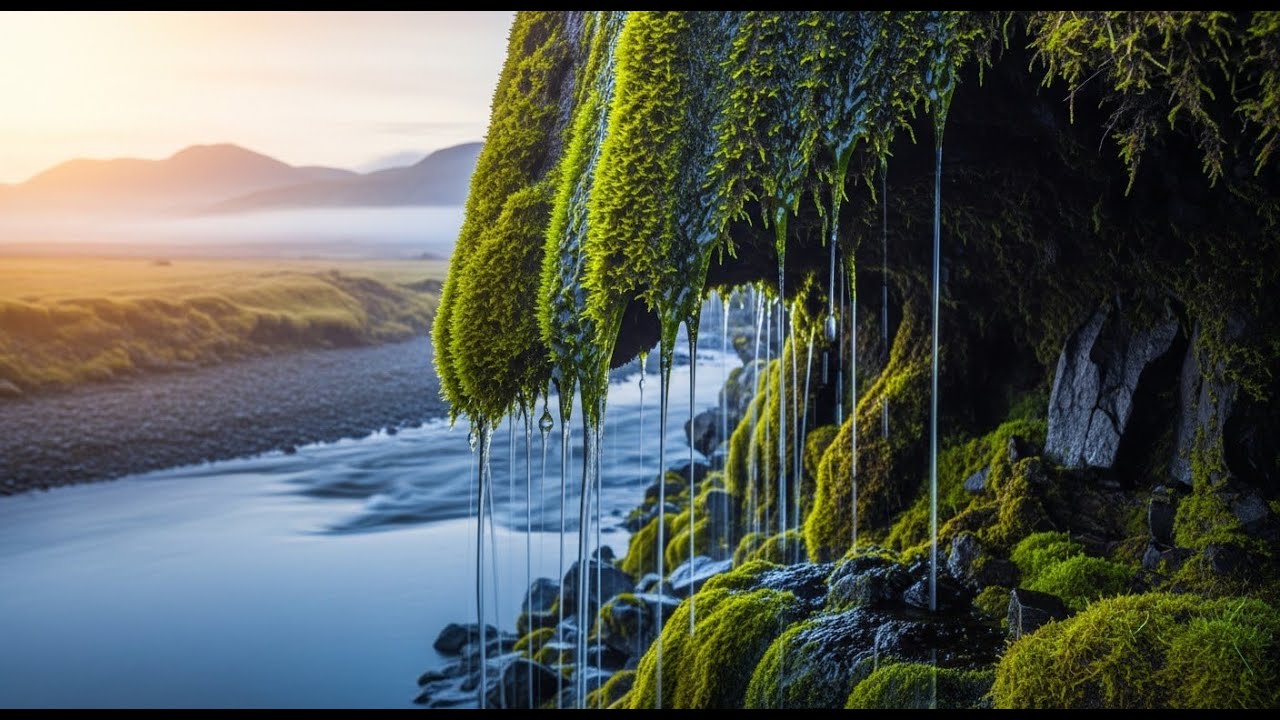 💥🎶 Ancient Mossy Riverbank Ambience | Soft Rainfall & Morning Birdsong for Deep Sleep