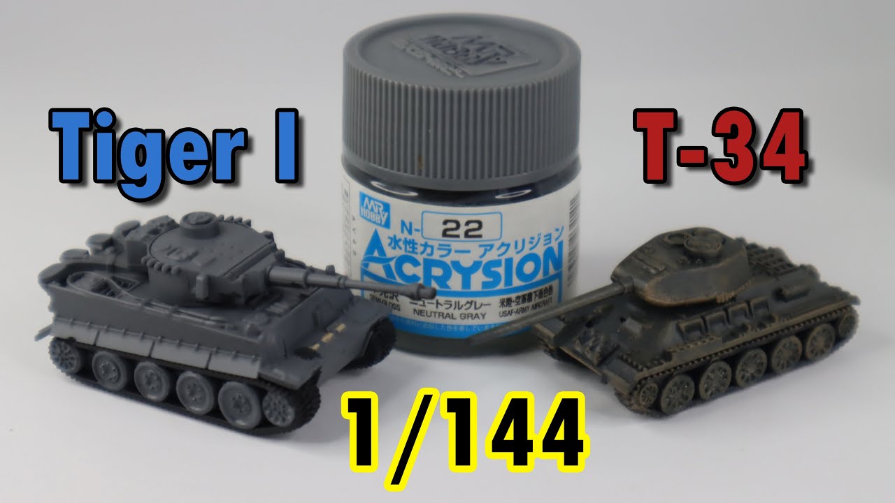 Tiger I Vs T-34 [1/144 Thumb-sized Tanks Building / Painting / Weathering]