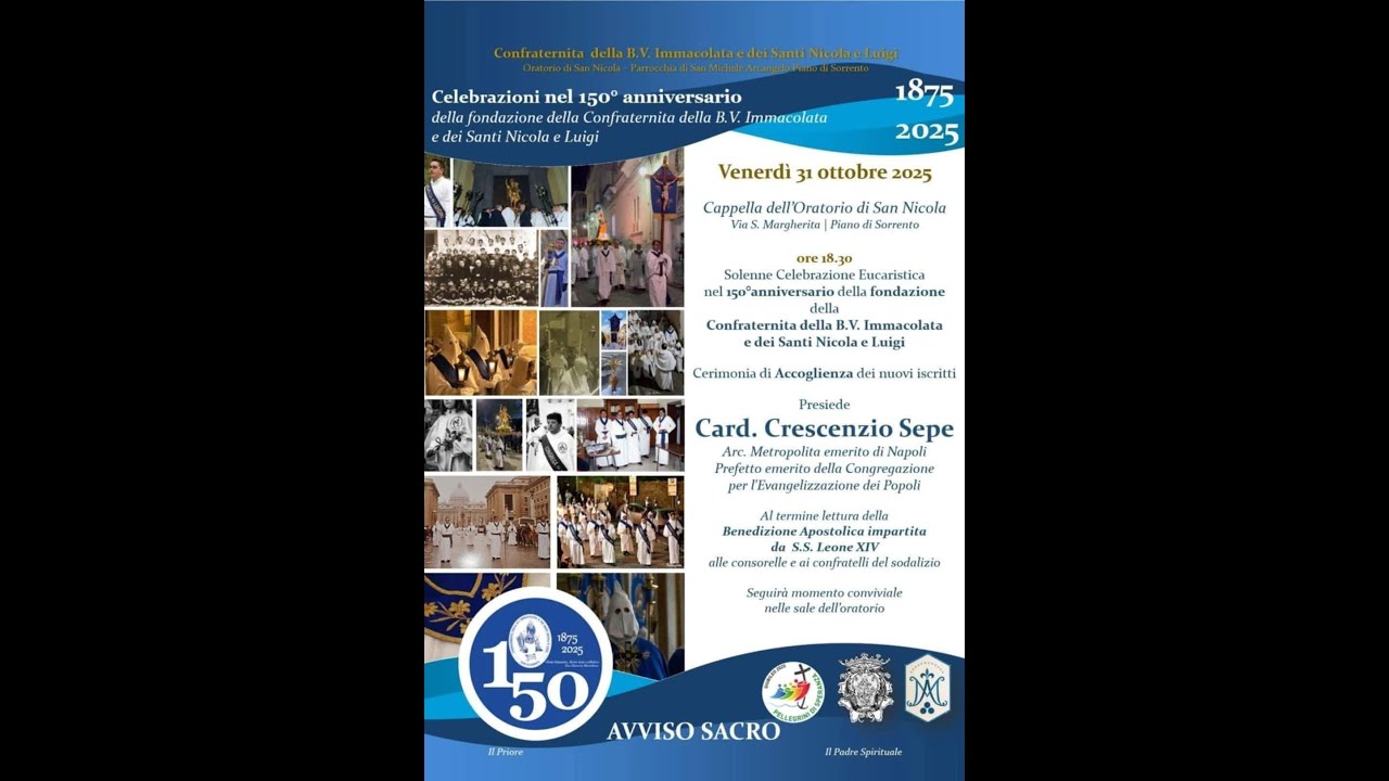 Piano di Sorrento 150 anni della Confraternita dell’Immacolata e dei Santi Nicola e Luigi 31.10.25