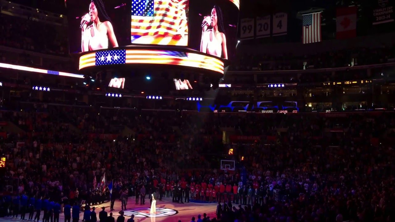 Keke Palmer Sings the National Anthem - Warriors-Clippers at Staples Center 2/20/2016