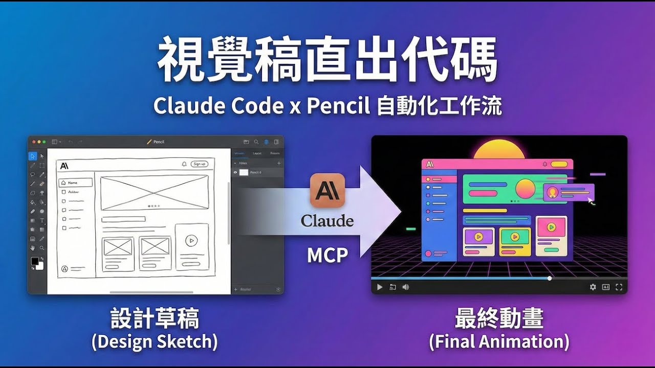 拒絕 AI 盲盒！Claude Code 串接 Pencil MCP，用「畫」的直接生成 Remotion 動畫代碼