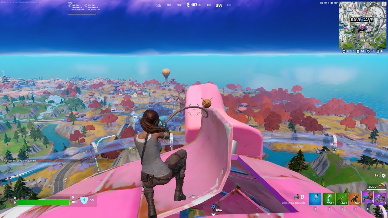 Glide 250 meters with the Grapple Glider in one shot Fortnite