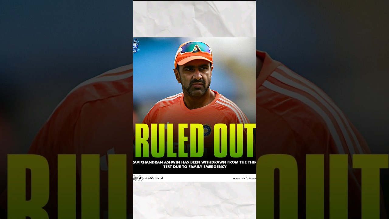 Ravichandran Ashwin ruled out 3rd test match#shorts