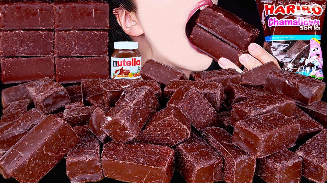 ASMR HARIBO CHOCOLATE MARSHMALLOW ICE CREAM NUTELLA DESSERT MUKBANG하리보 초콜릿 먹방チョコレート 咀嚼音EATING SOUNDS