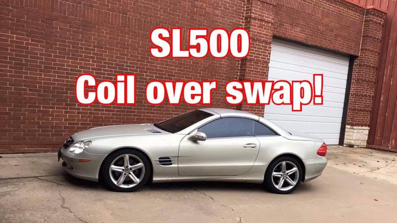 Mercedes SL500 with Strutmasters coil overs, home garage install!