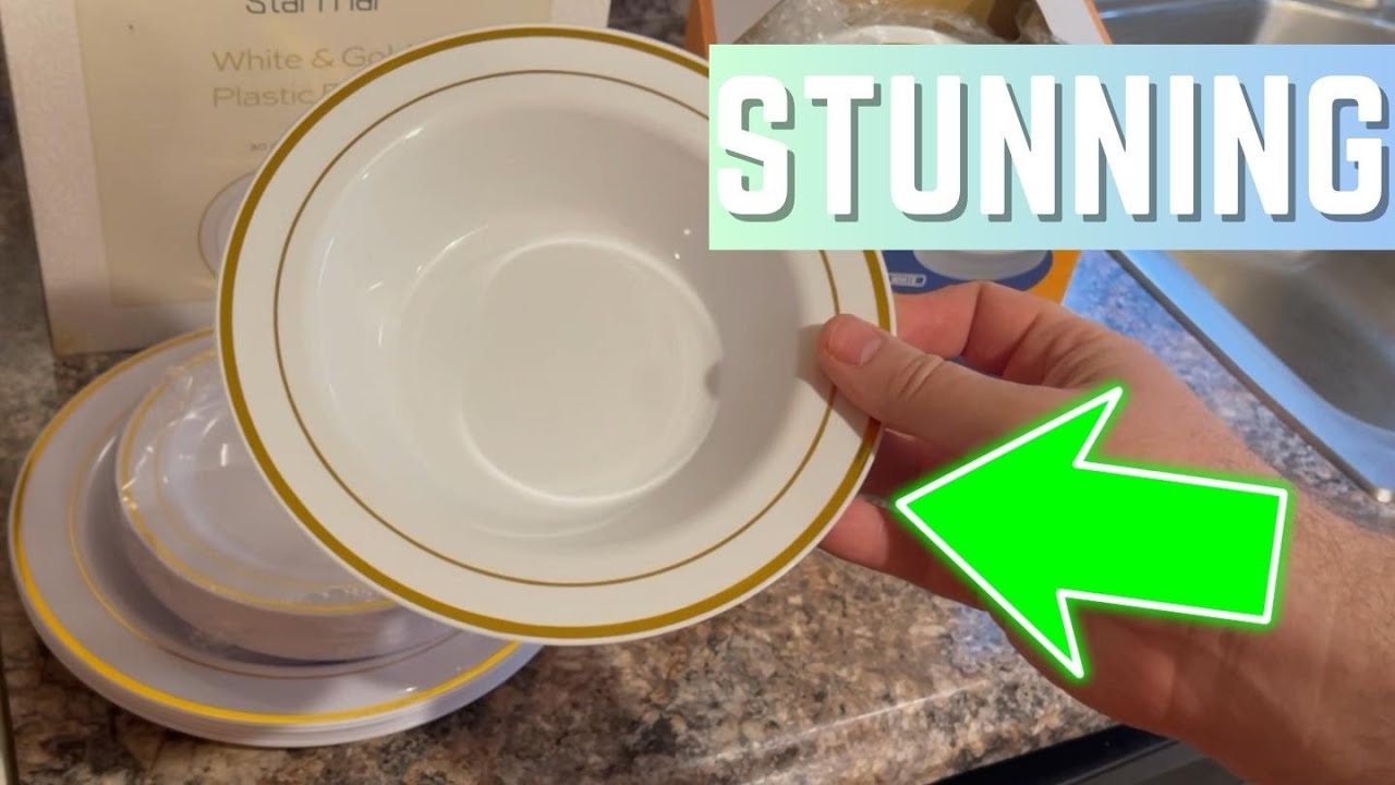 White and Gold Plastic Plates & Bowls Set Review