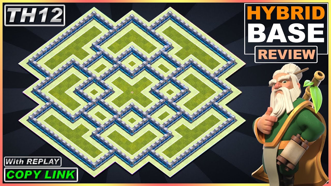 NEW BEST! TH12 HYBRID Base 2021 with REPLAY!! COC Town Hall 12 Base Link - Clash of Clans