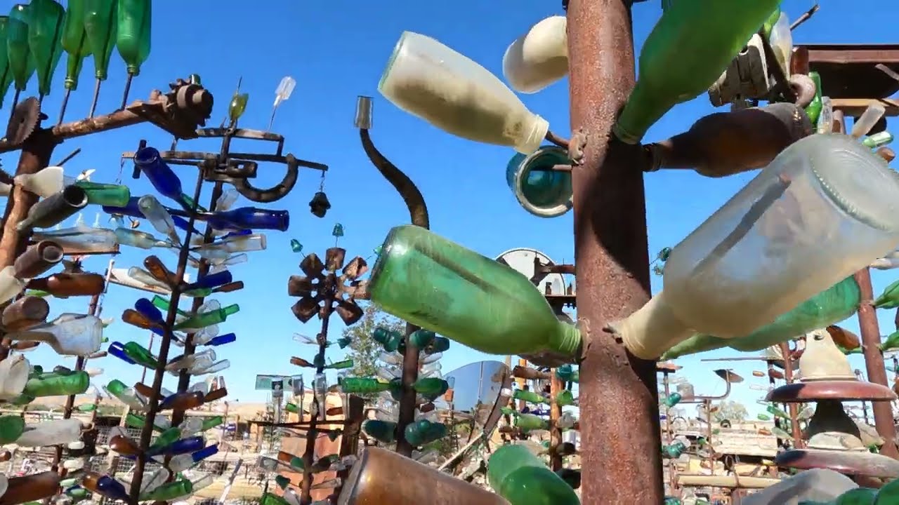 Elmer's Bottle Tree Ranch on Route 66 with natural ambience sound (No Talking) | 4K