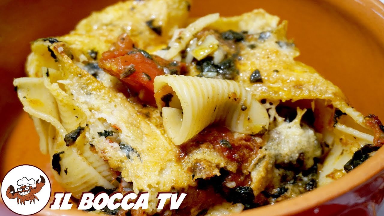 528 - Conchiglioni al forno con cavolo nero e alici..vanno bene anche i pici(pasta al forno gustosa)