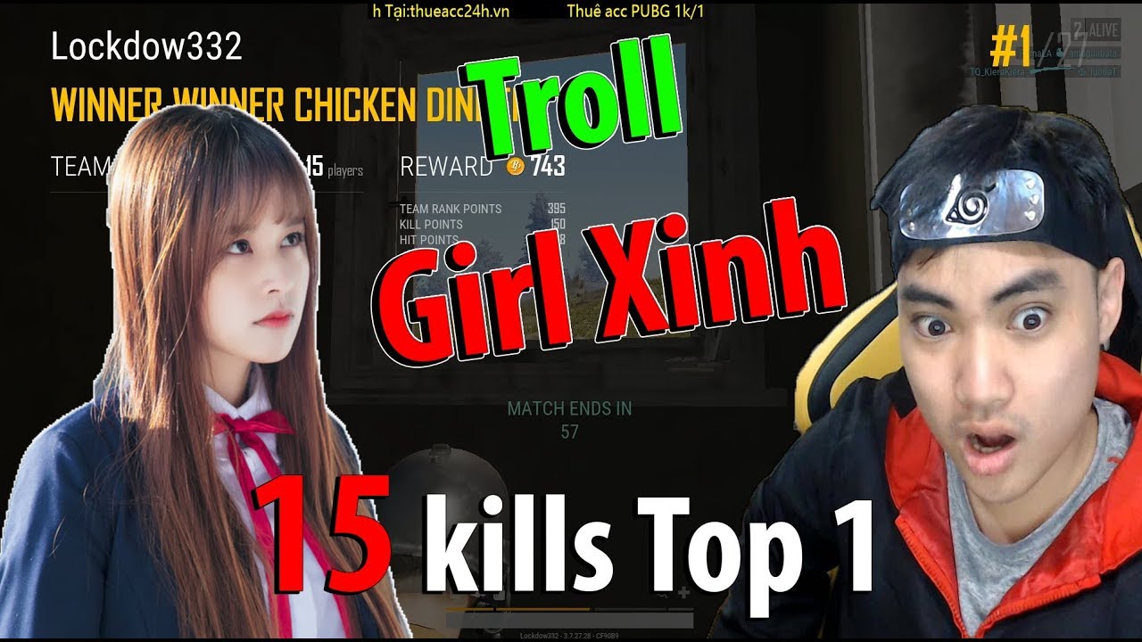 Troll Girl Xinh PUBG l Cùng Win.D thuê gái chơi sấy m4 x8 l 15 kills