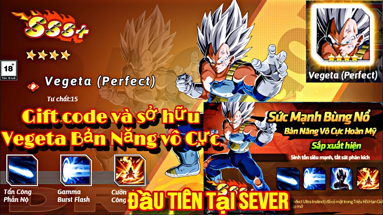 Gift Code Nhận vegeta perfect Bản Năng Vô Cực Siêu Mạnh + Gift Code Combo Rồng Thần Siêu Cấp