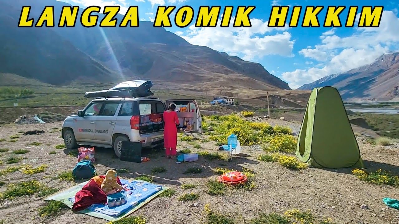 Most beautiful places near Kaza - Langza, Komik and Hikkim. Night camping near Kaza