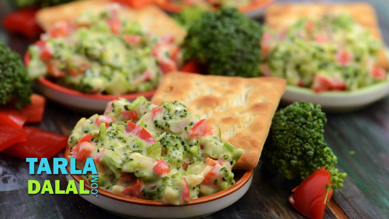 Broccoli and Red Capsicum Dip by Tarla Dalal