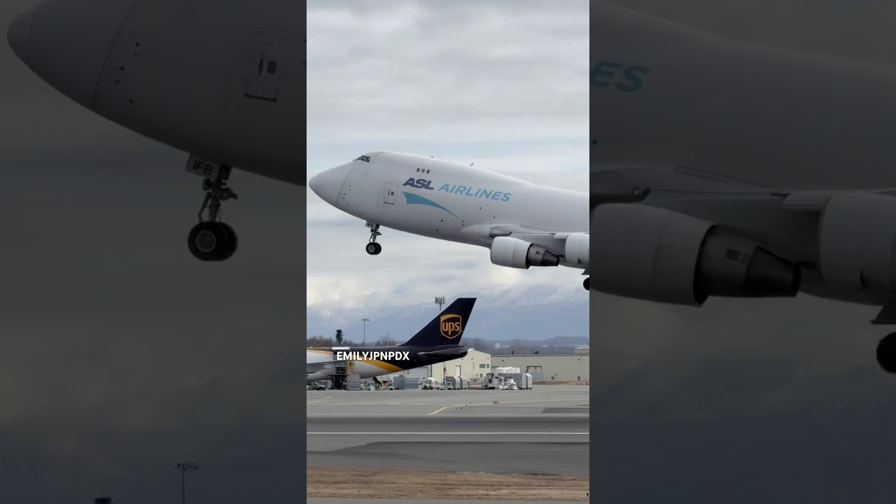 ASL Airlines (3V813) Boeing 747-4B5F taking off from ANC to JFK on 4/19/2025 #boeing747 #aviation