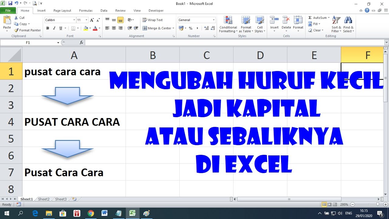 Cara Mengubah Huruf Kecil Menjadi Kapital di Excel