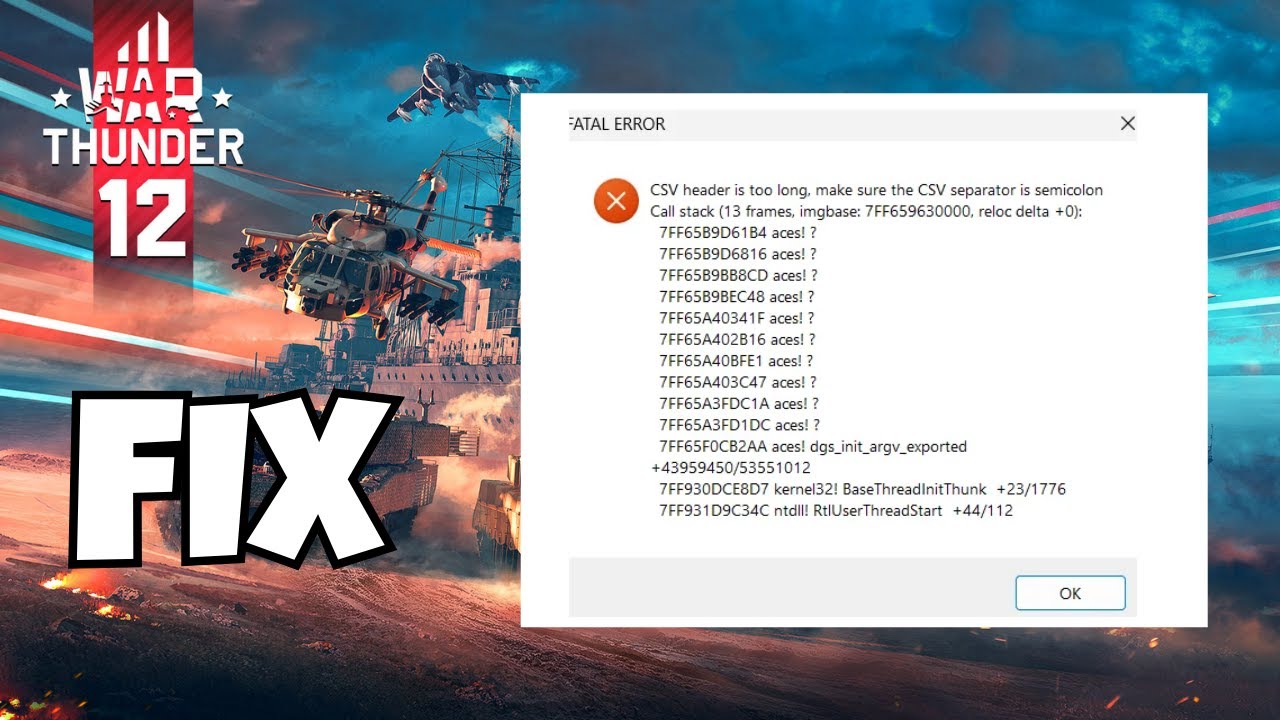 Fix War Thunder Fatal Error | CSV Custom Kill Name Failure Crash (100% Working Solution)
