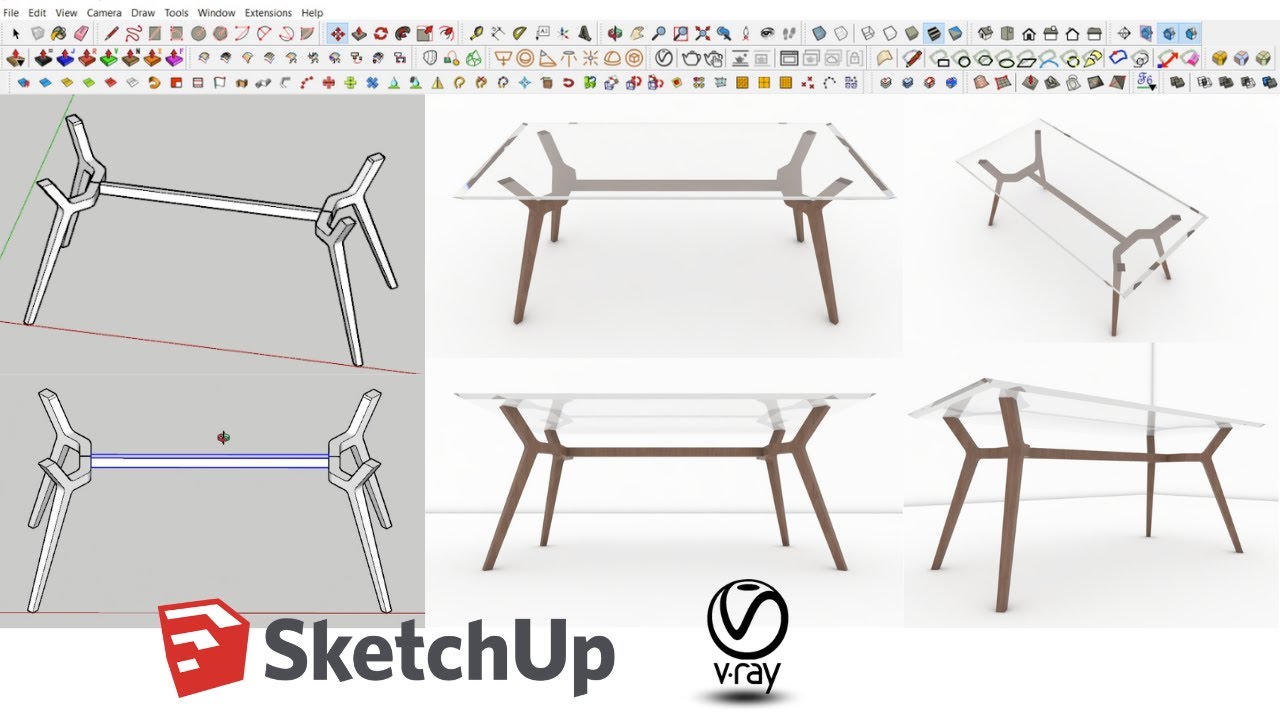 How to make a table in sketchup + Vray render