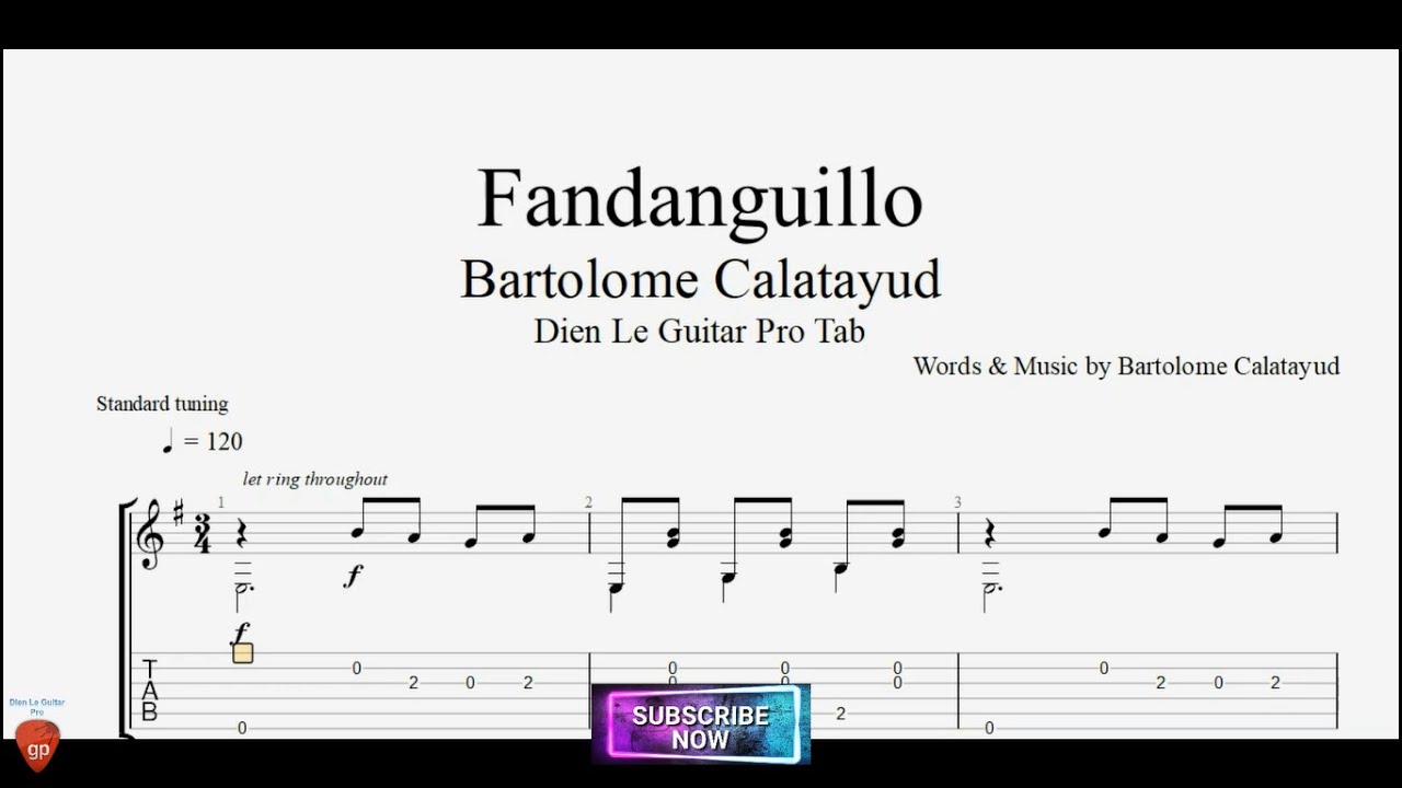 Fandanguillo by Bartolome Calatayud with Guitar Tutorial TABs