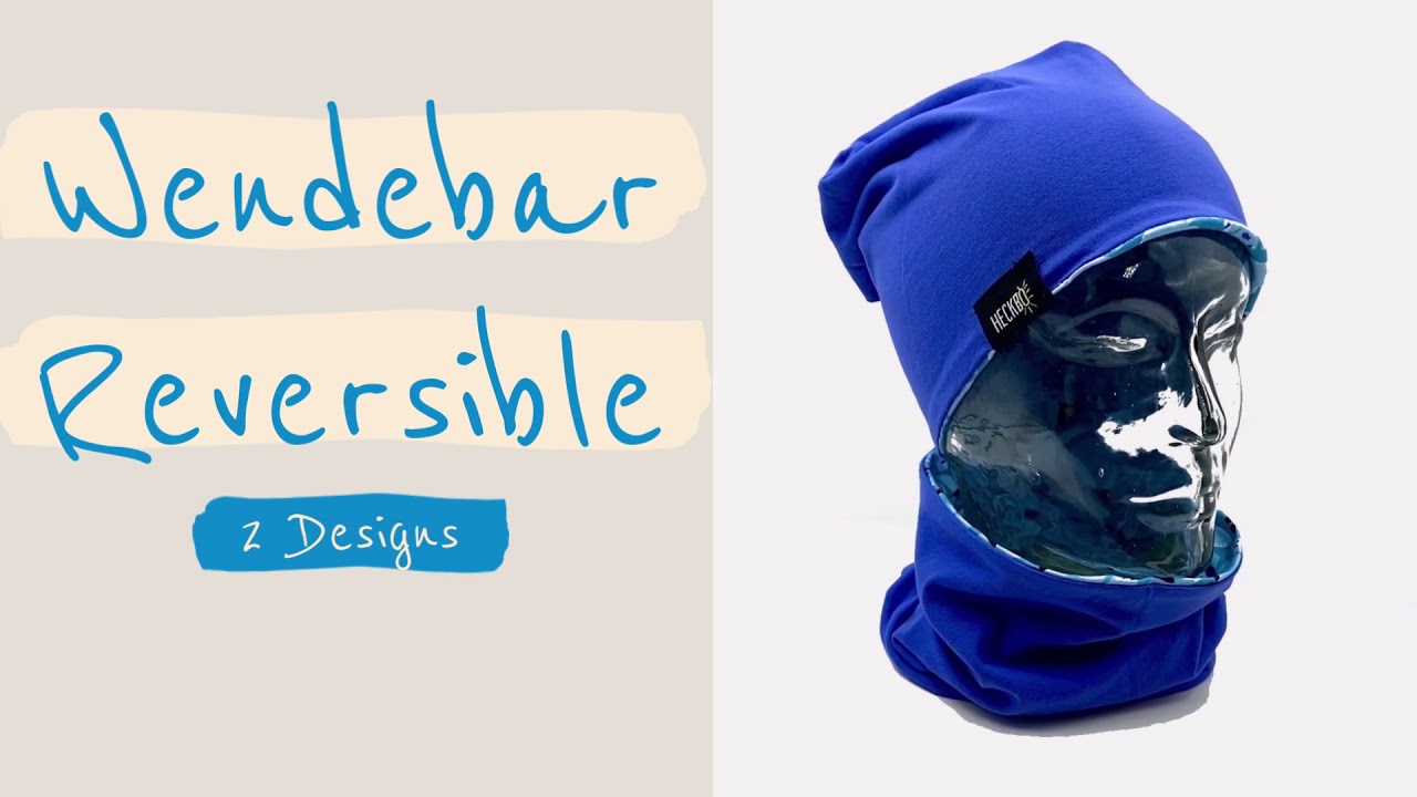 HECKBO Kinder Beanie Mütze Hai & Loop-Schal Set - wendebar - Stretch Material -  2 - 8 Jahren