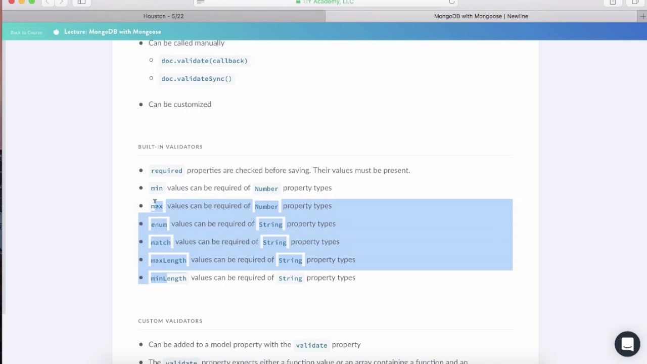 Validating Models with Mongoose