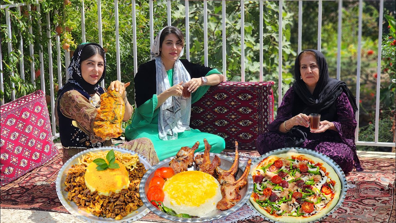 Mix of Traditional Dishes in the Village ♡ Qaurme, Pizza, Grilled Lamb Ribs! Village Life