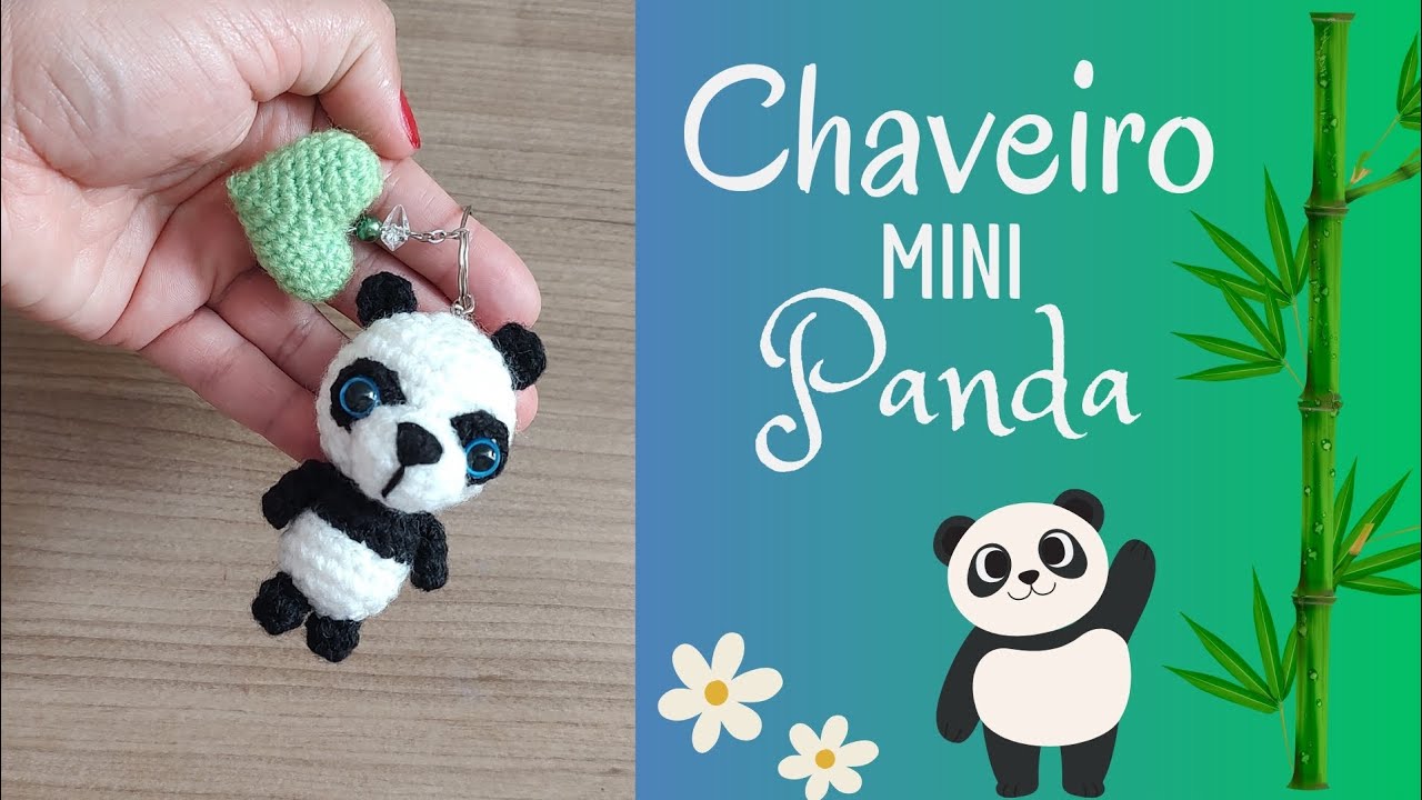 chaveiro mini panda 🐼 amigurumi ( passo a passo) de crochê 🧶