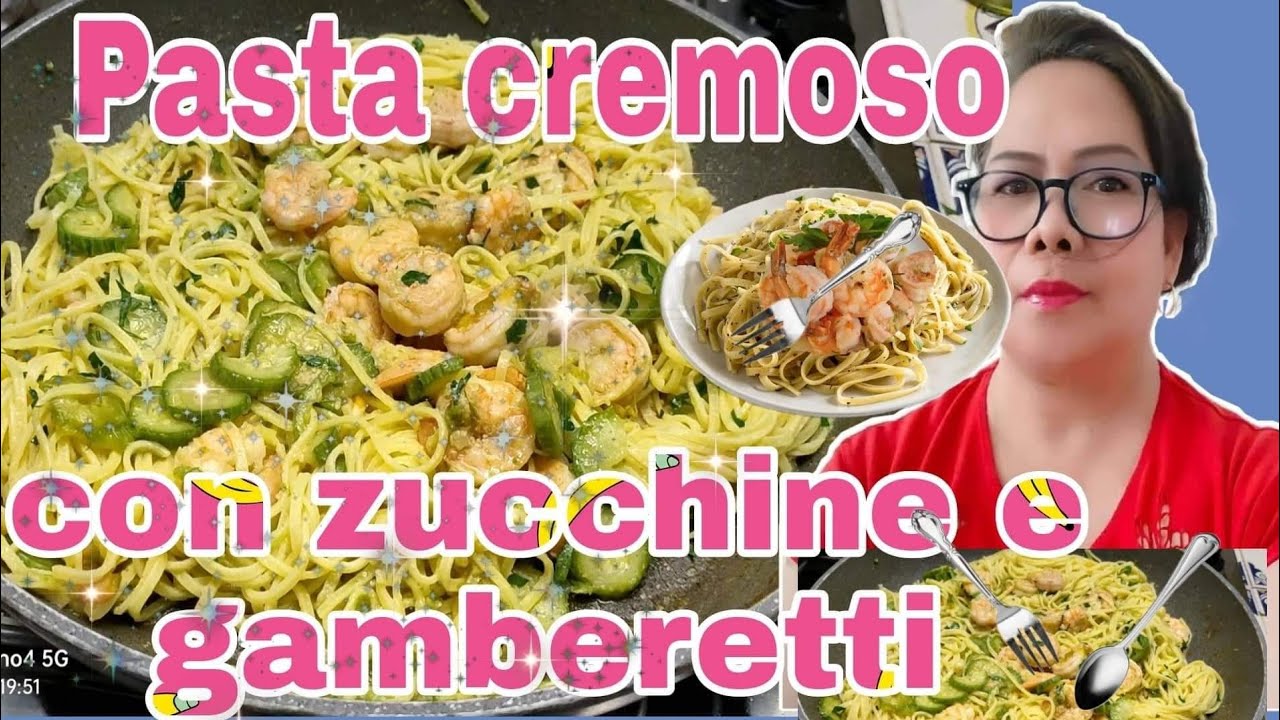 PASTA/CON FIORI DI ZUCCHINA/E ZUCCHINE /CON GAMBERETTI