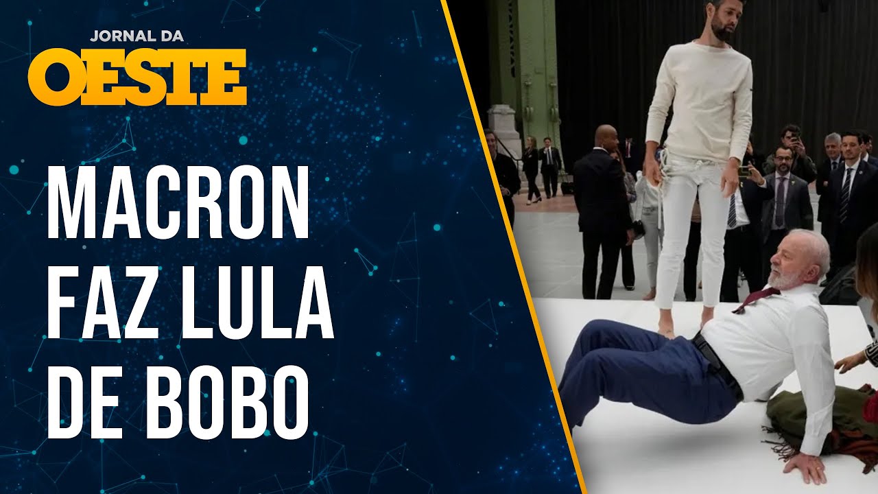 Lula tenta imitar movimento de acrobata ao lado de Macron em Paris