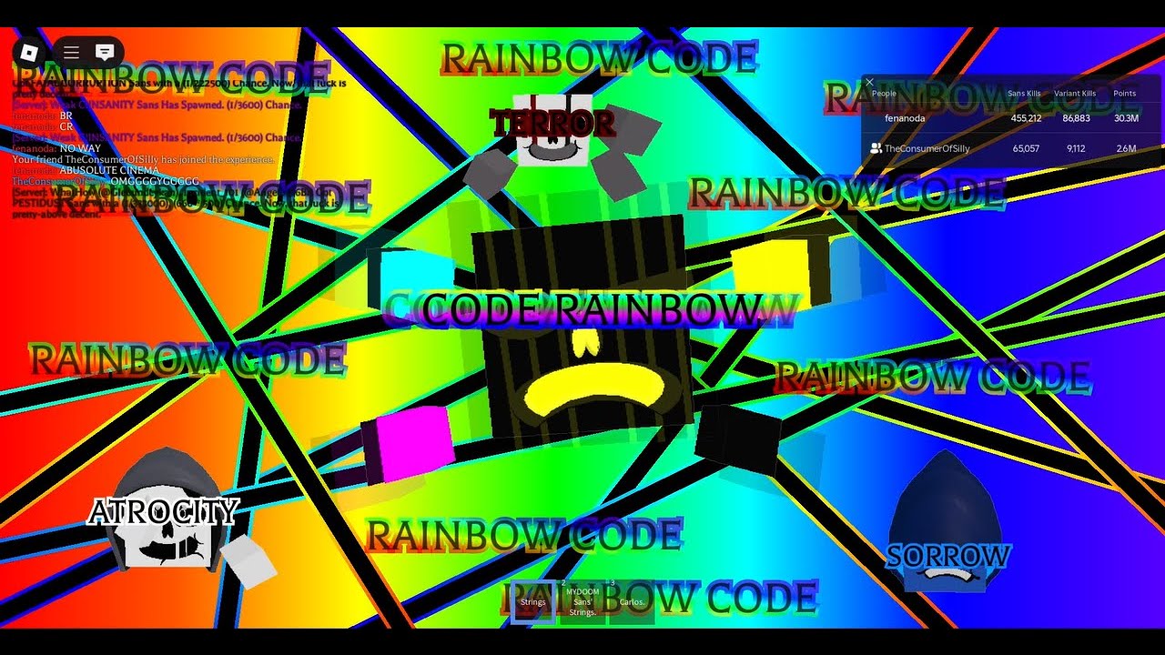 CODE RAINBOW DEFEATED (sans5 and ranbow sans tho) | idk.rng #roblox #robloxundertale