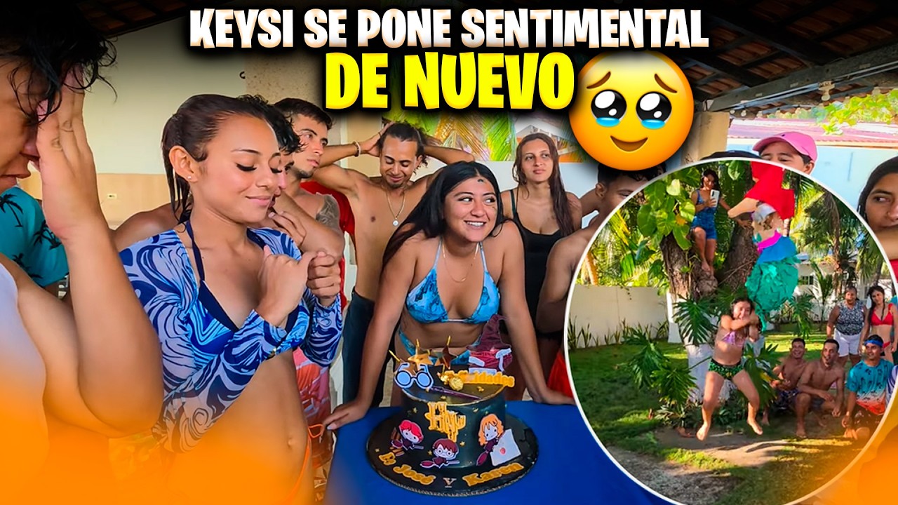 Keysi agradece a todos por haber hecho especial su dia. Mini tuvo que saltar para alcanzar la piñata