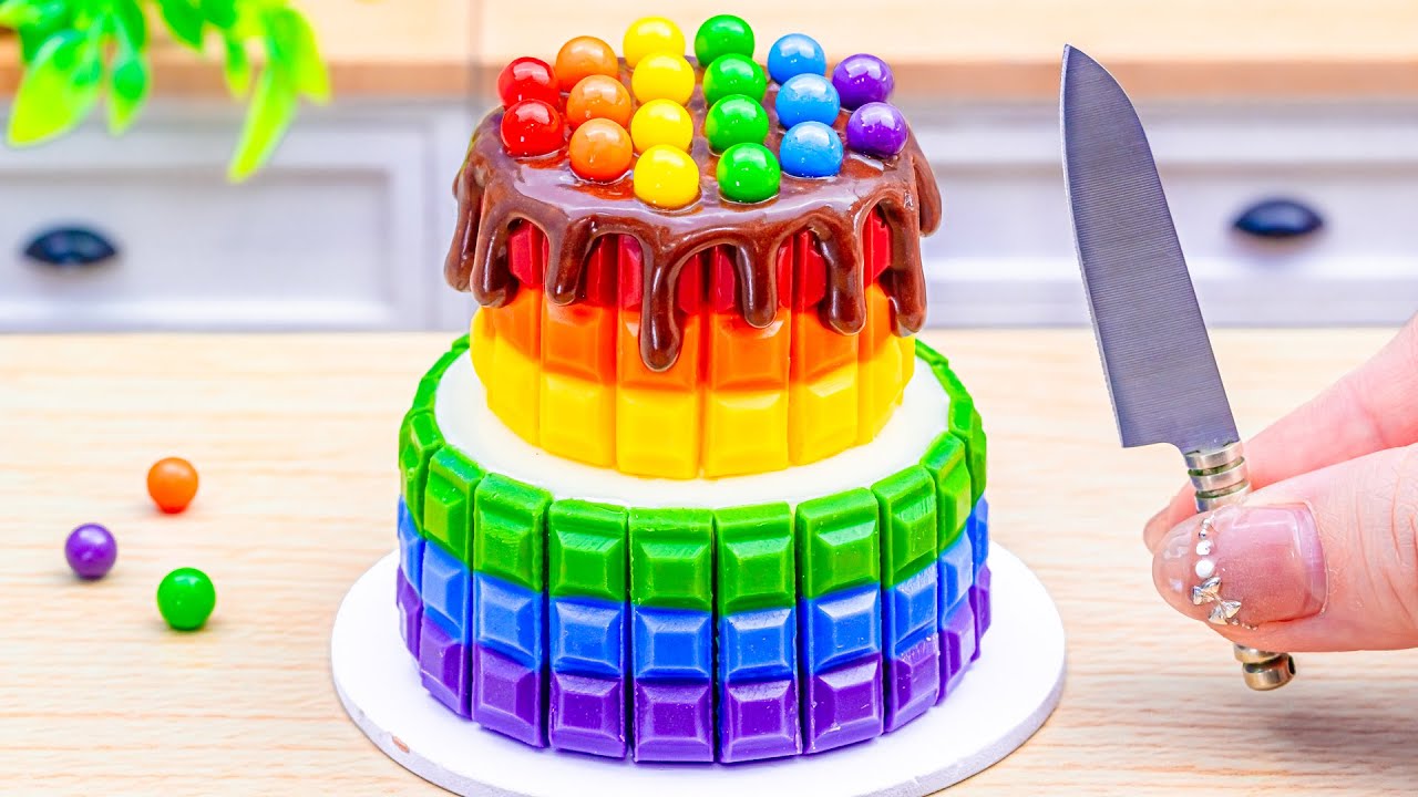 Mini Rainbow POP IT Buttercream Cake Decorating 🌈 Best Of Rainbow KitKat Cake Recipe By Wonder Cake