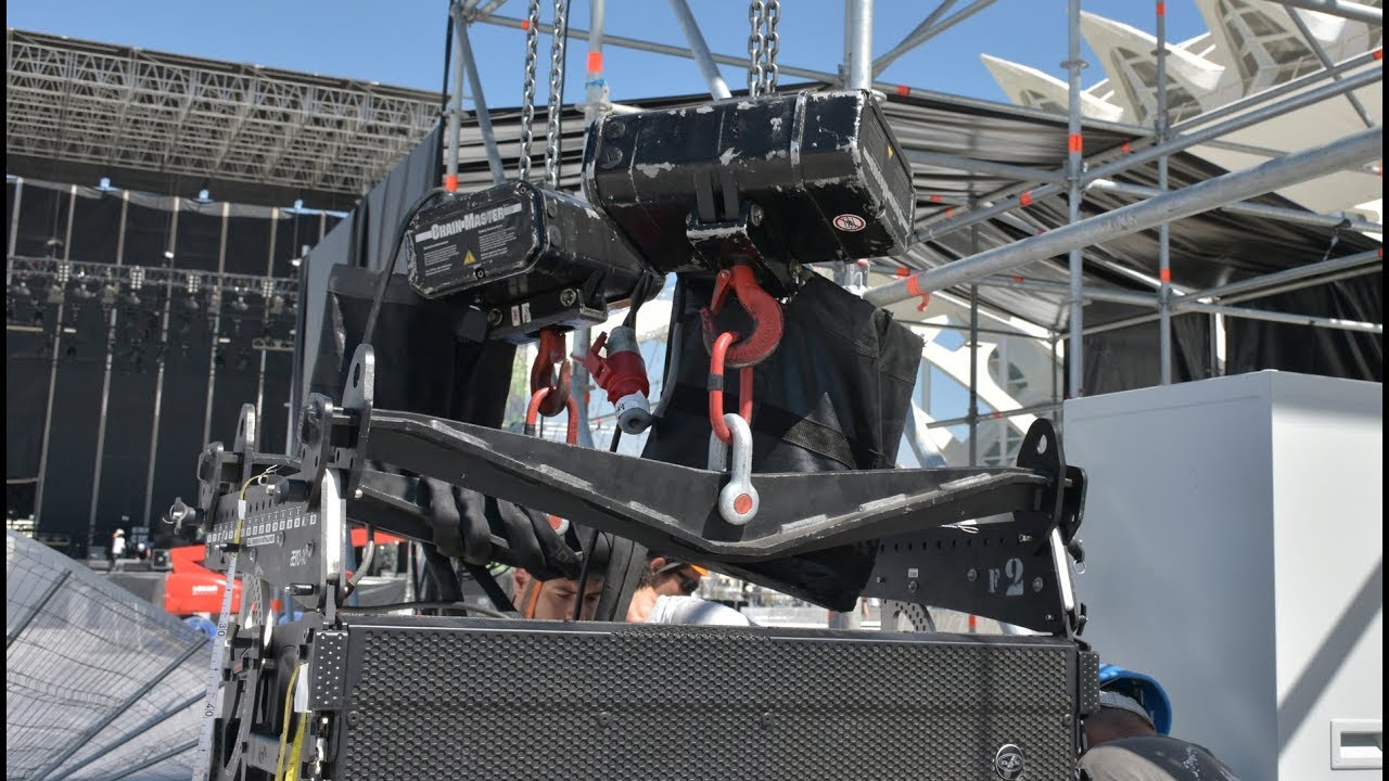 VOLADO del LINE ARRAY - MOTOR DE ELEVACIÓN SIN NEUTRO - Botonera - Instalación en POSICIÓN INVERTIDA