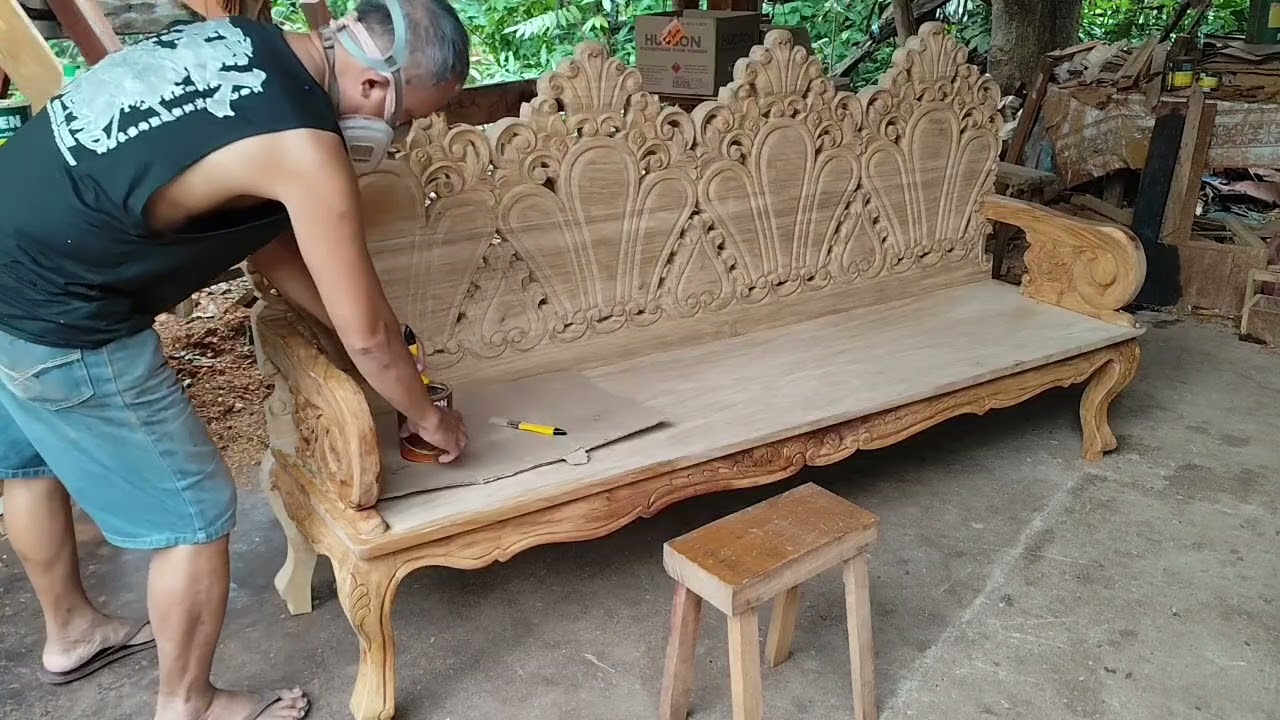 VARNISH SOFA SET WITH SINGLE CHAIR