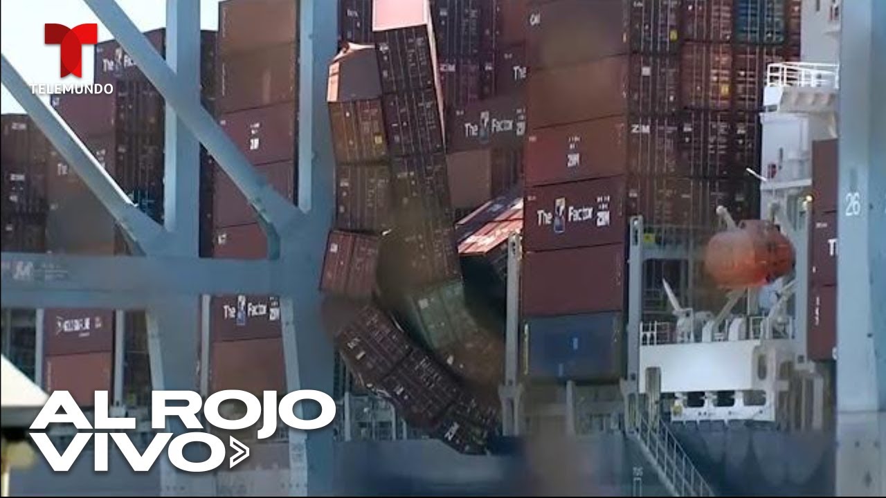 Contenedores caen al agua en el Puerto de Long Beach en California | Al Rojo Vivo | Telemundo