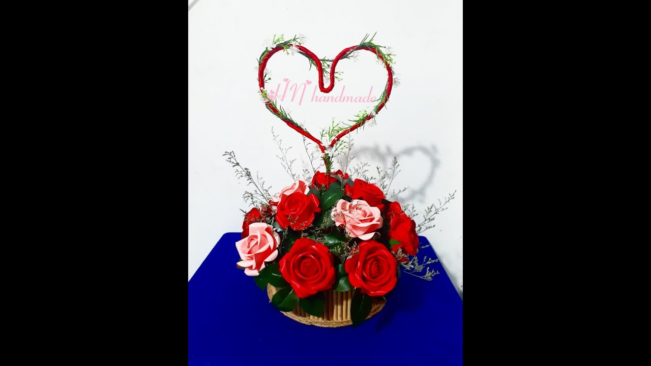 TỰ LÀM GIỎ HOA TẶNG SINH NHẬT TỪ ỐNG HÚT TRE/ MAKE TO FlOWER BASKET FROM A BAMBOO STRAW