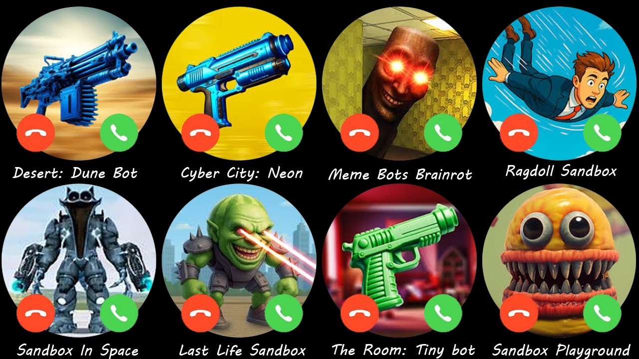 Desert: Dune Bot.Sandbox In Space,Cyber City: Neon,Sandbox Playground,The Room: Tiny bot,.....