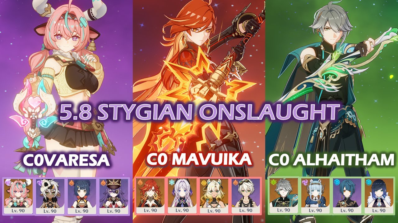 C0 Varesa - C0 Mavuika - C0 Alhaitham | 5.8 Stygian Onslaught Fearless | Genshin Impact
