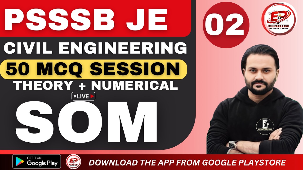 PSSSB JE Civil | Strength of Material One Shot 50 Mcq  | Session 02 ( Part 2 ) by Rashik Rajpoot
