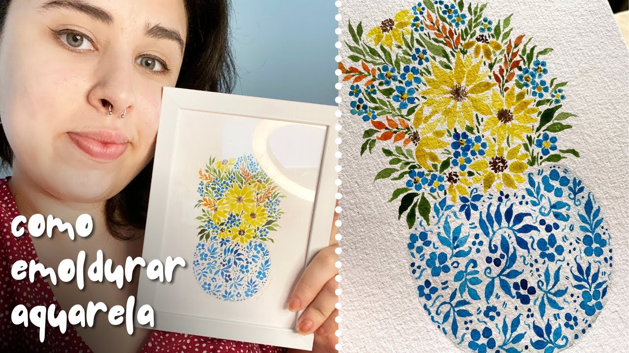 Como PINTAR suas primeiras FLORES em AQUARELA + COMO EMOLDURAR UMA AQUARELA
