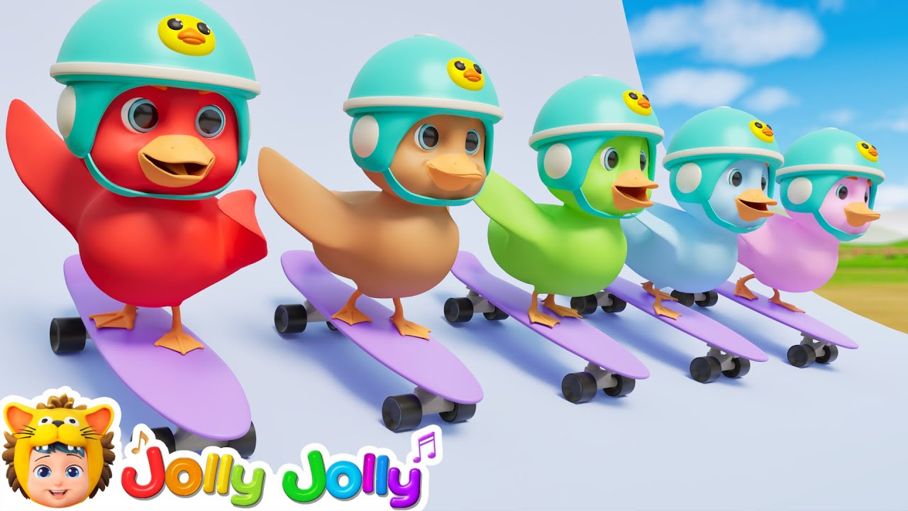 Five Little Color Ducks | Let's skate together | Game Challenge | Jolly Jolly - Nursery Rhymes