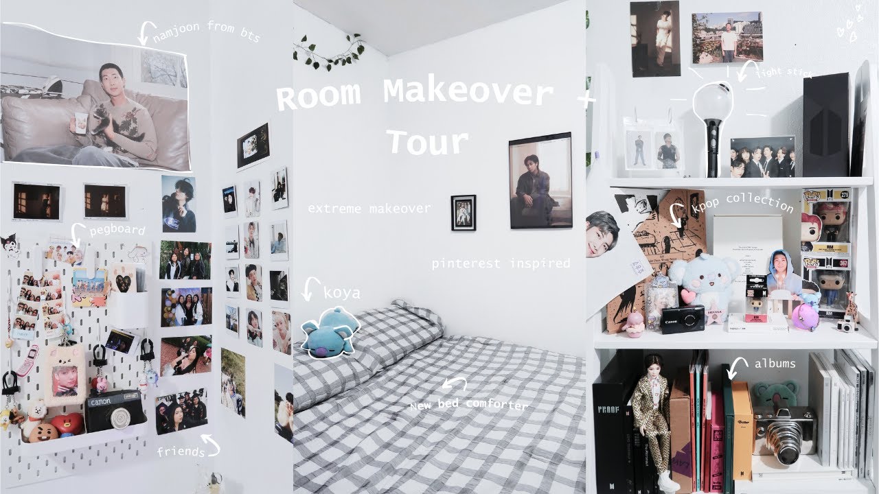 SMALL ROOM MAKEOVER + TOUR 🍒 Pinterest + Kpop inspired..