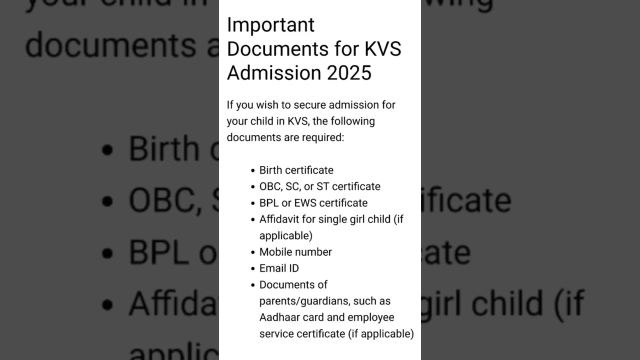 Important document for kendriya vidyalaya admission 2025 class 1-12 #kendriy #केंद्रीय #rteadmission