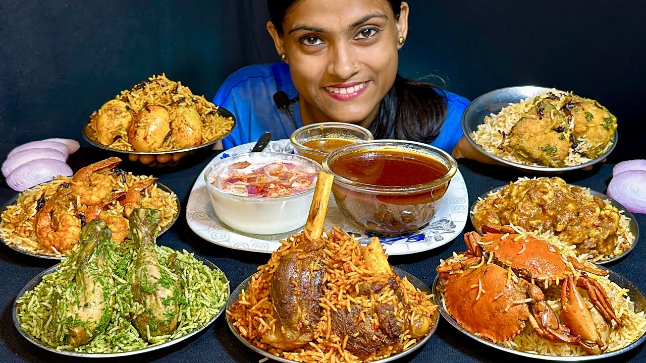 Mutton Biryani Chicken Biryani Egg Biryani Crab Biryani Prawn Biryani Mutton Fat Biryani Eating