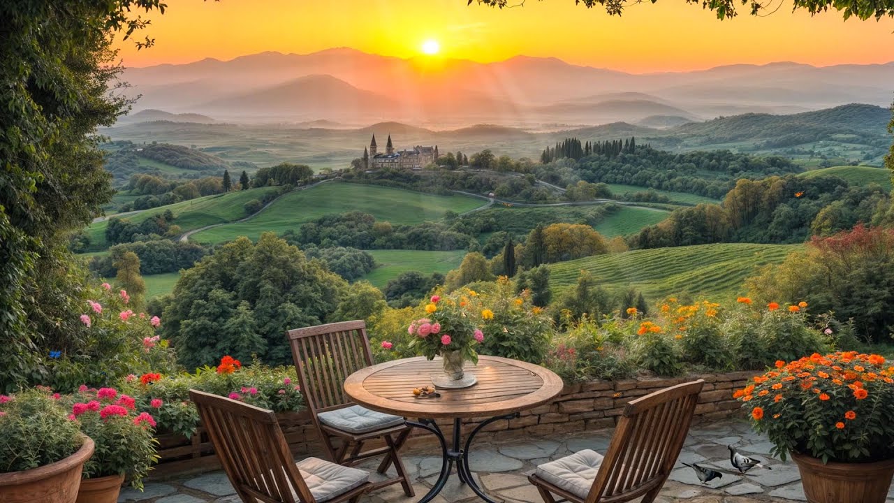 4K Relaxing Morning Ambience on the Porch in the High Mountains 🍃🕊️ Birdsong, Wind & Falling Leaves