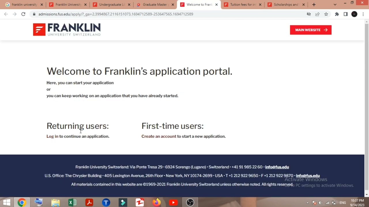 Franklin University of Switzerland 2024 Full Application procedure | Captain Hero 544